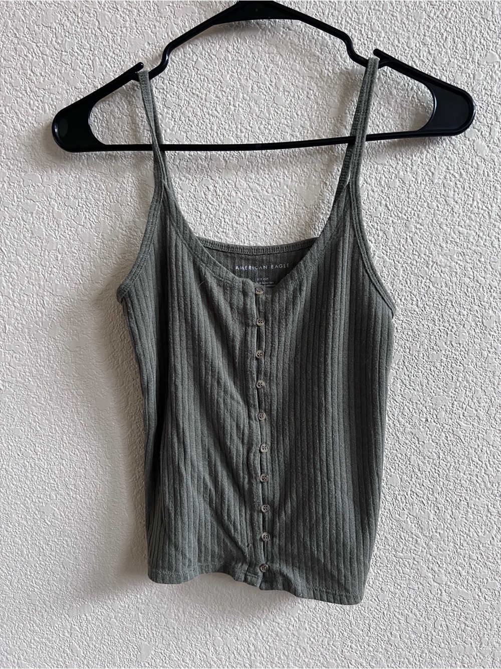 American Eagle Outfitters Olive Ribbed Button Tank